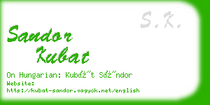 sandor kubat business card